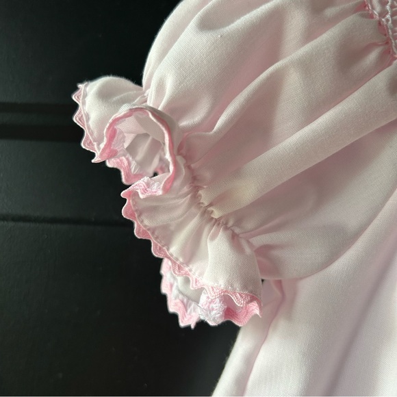 ANAVINI Hand Smocked Light Pink Dress With Crosses Baby Girls Size 9 Months - Picture 3 of 9